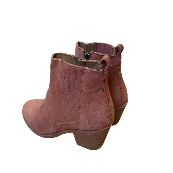 Frye Women's Alton Chelsea Leather Suede Ankle Boot Size 6 Booties Rosewood Heel - Picture 2 of 8